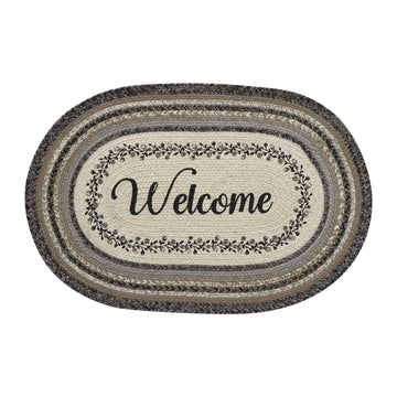 VHC Brands VHC Brands - Floral Vine Jute Oval Rug Welcome 20x30